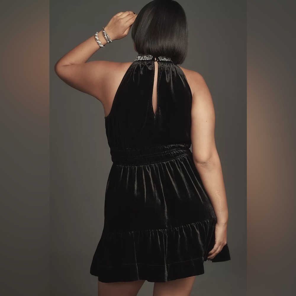 NWT! Anthropologie The Somerset Mini Dress: Velvet Halter Edition - multiple🎶 - Picture 4 of 12